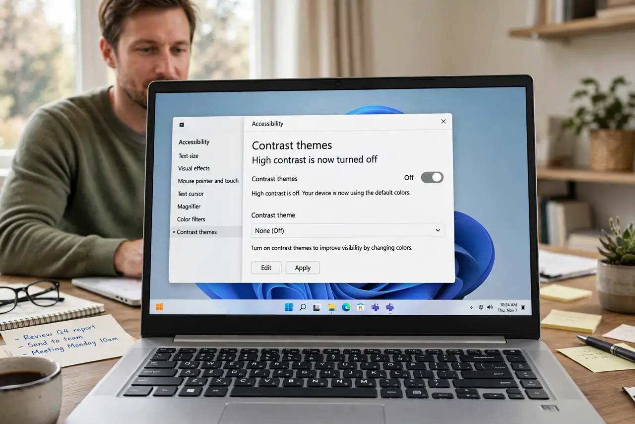High Contrast Mode Will Not Turn Off? Fix It — photo showing the situation described in the guide.
