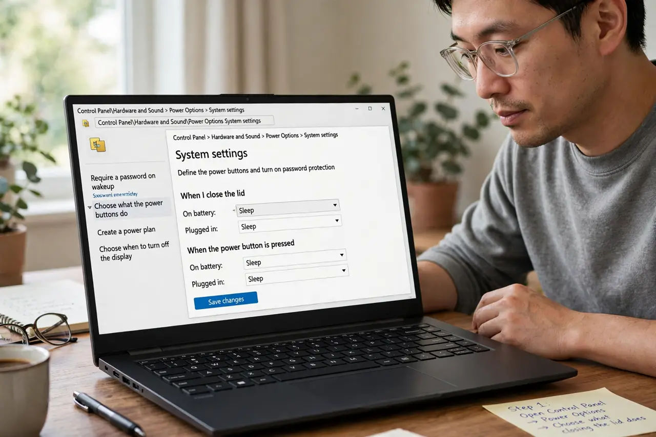 Closing the Laptop Lid Does Nothing — step 1 being performed on the device.