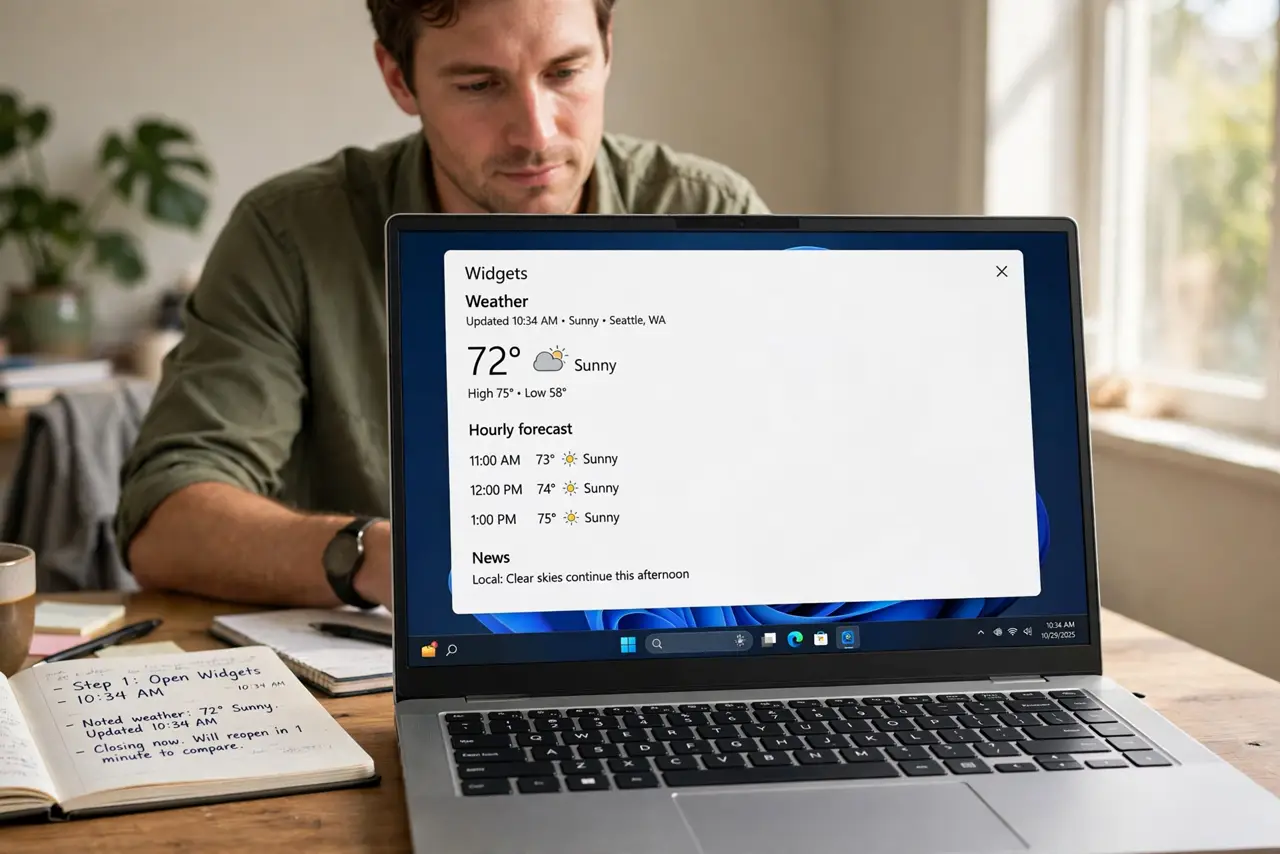 Widgets Stop Updating Until You Reopen Them — step 1 being performed on the device.