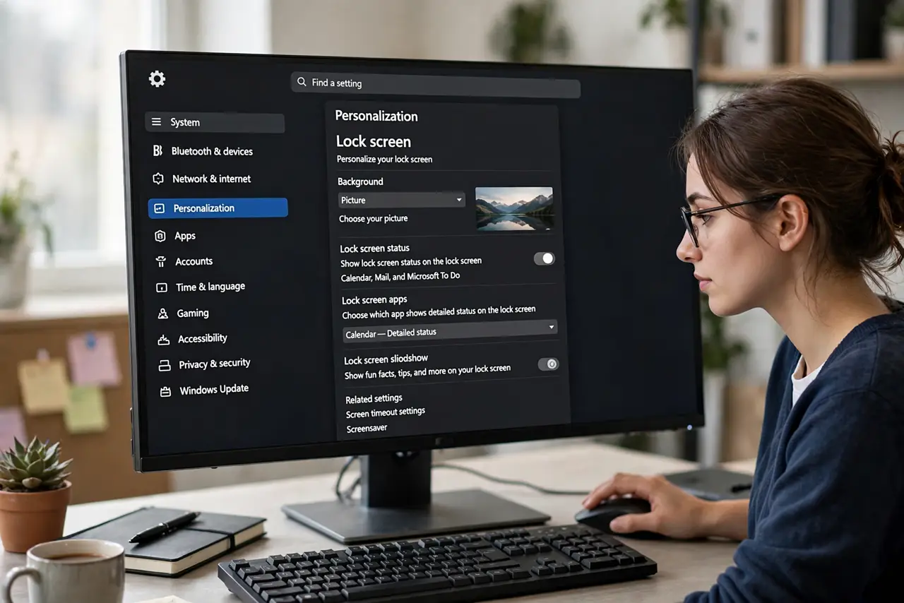 A person performing step 1: Open Lock screen settings.