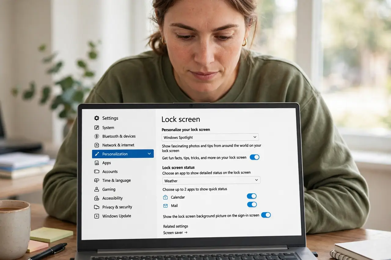A person performing the first step of the guide: Open the Lock screen settings.