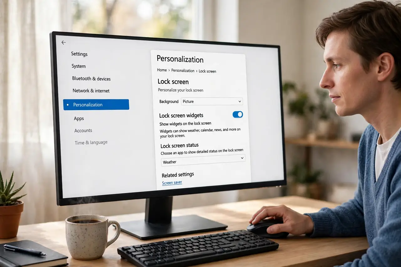 A person performing step 1: Open Lock screen settings.