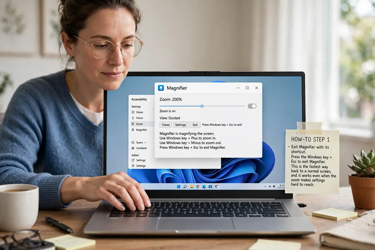 Magnifier Is Stuck Zoomed In on Windows — step 1 being performed on the device.