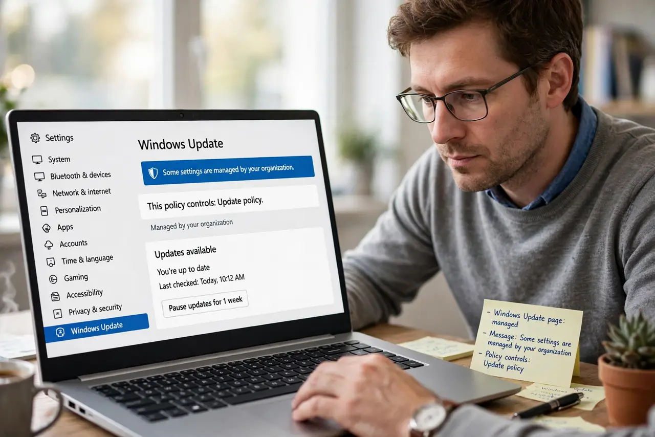 A person performing step 1 of the guide: Find where the message appears. Note exactly which Settings pages show the message. The message names the area it controls, which tells y...