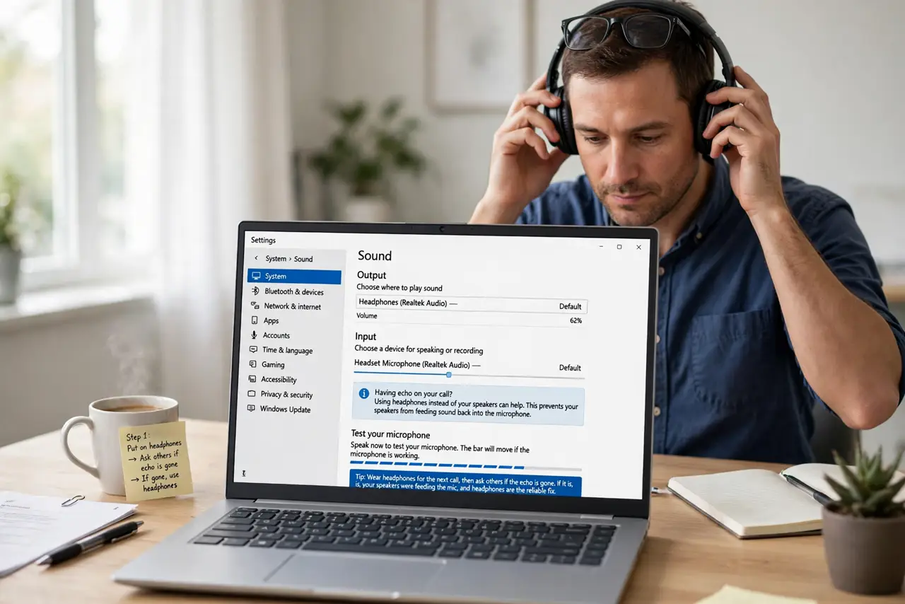 Your Mic Echoes in Every Video Call — step 1 being performed on the device.