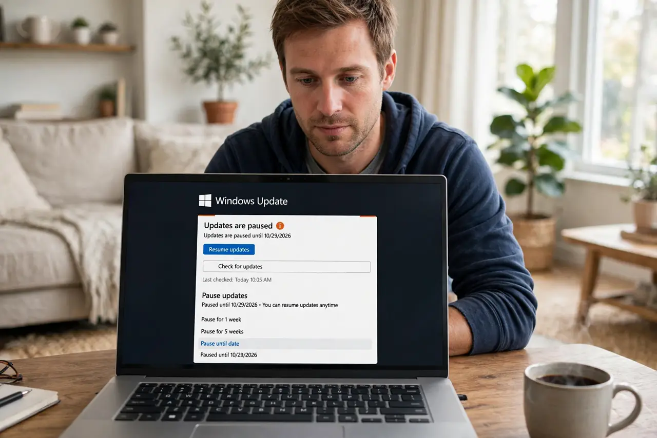 A person performing the first step: Check whether updates are paused. An active pause is the most common cause. If you.