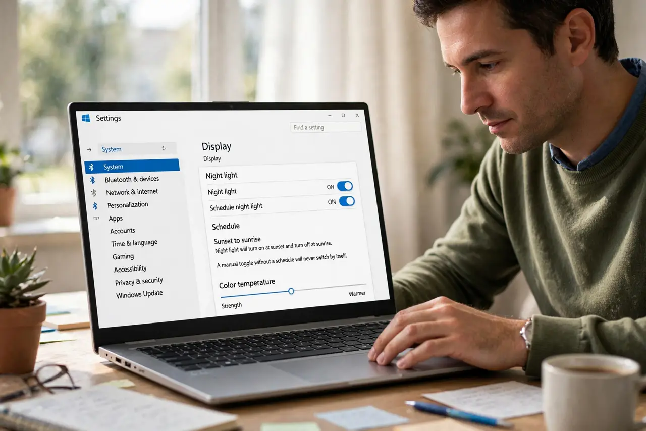 Night Light Ignores the Schedule You Set — step 1 being performed on the device.