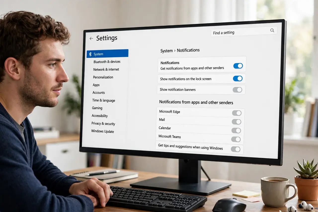 A person performing step 1: Open Notifications settings.