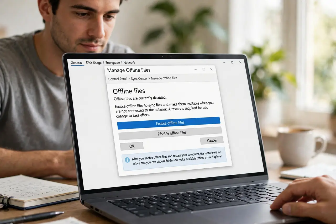 Enable Offline Files.