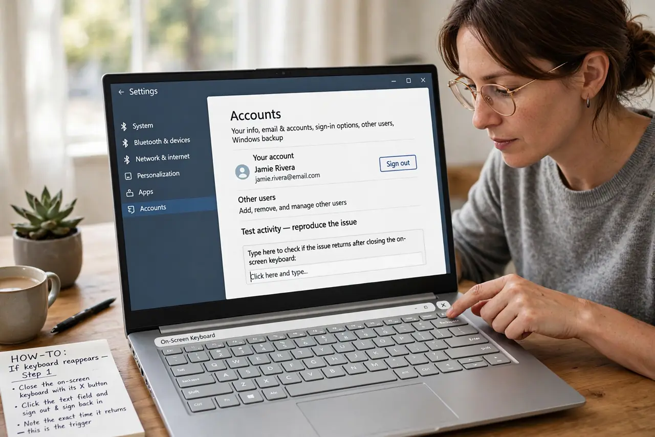 The On-Screen Keyboard Pops Up Uninvited — step 1 being performed on the device.