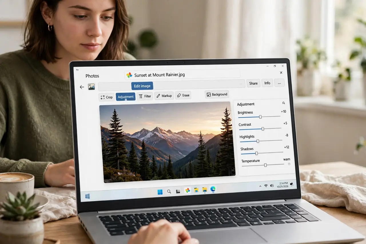 A person performing the first step of the guide: Open the photo in Photos.