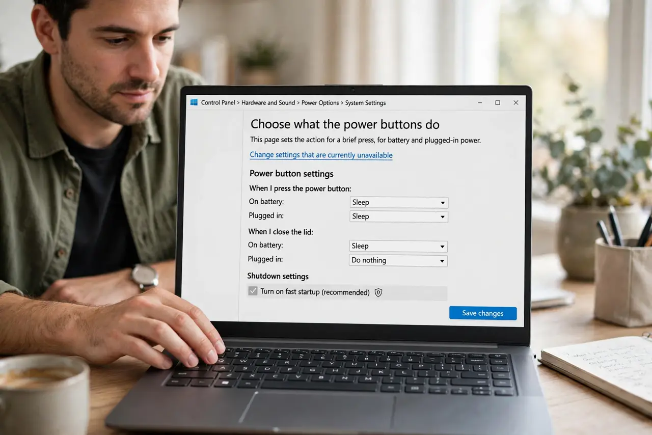 The Power Button Does Nothing on Windows — step 1 being performed on the device.