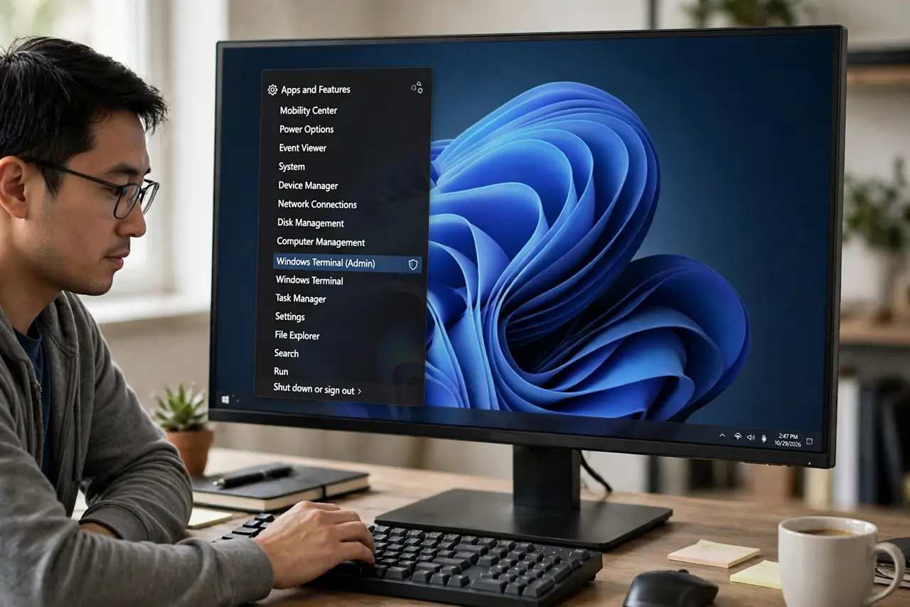 A person performing step 1: Open an admin Command Prompt.