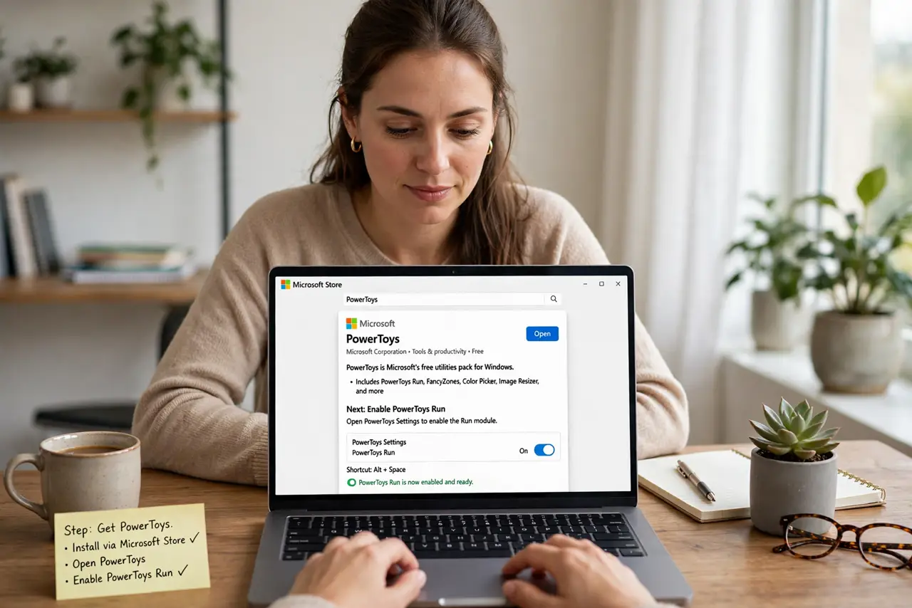 A person performing the first step of the guide: Get PowerToys.