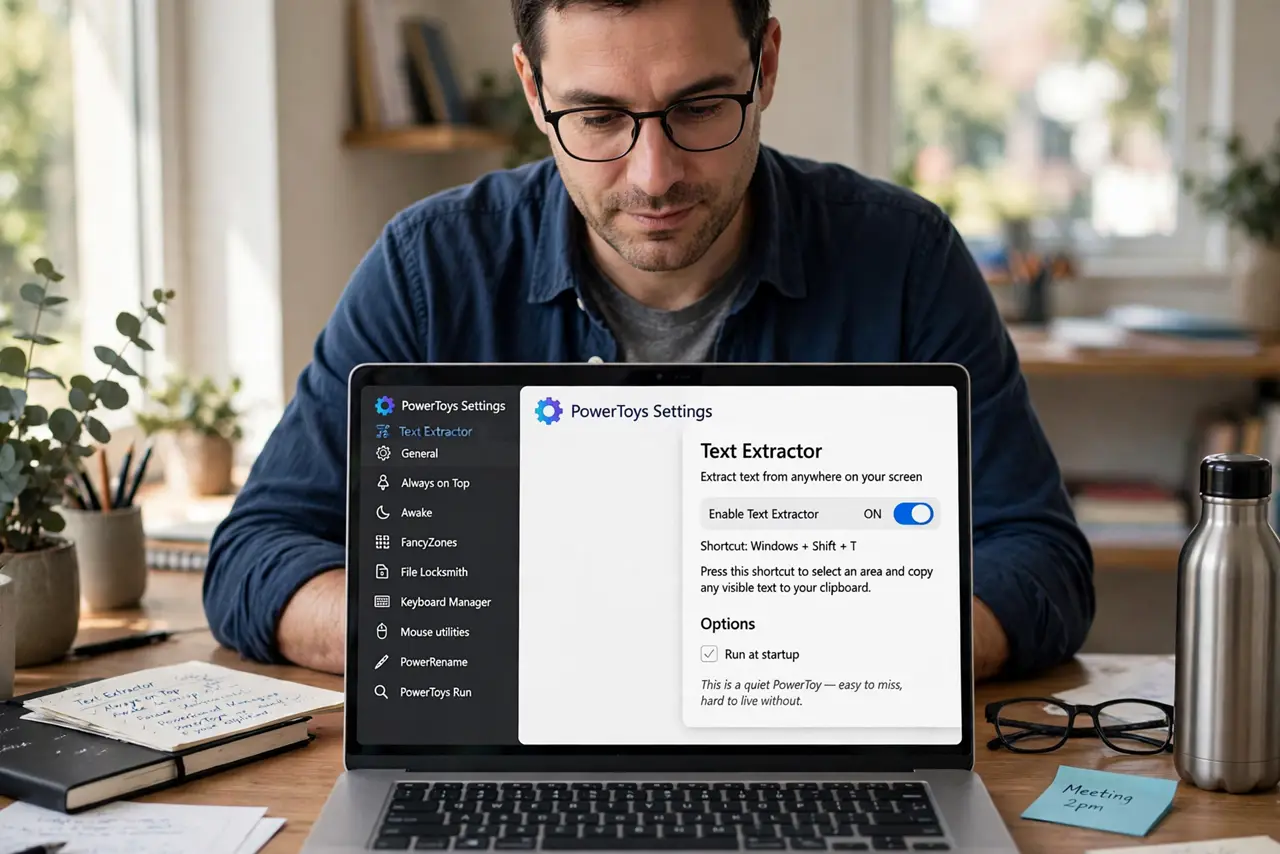 A person performing the first step of the guide: Enable Text Extractor.