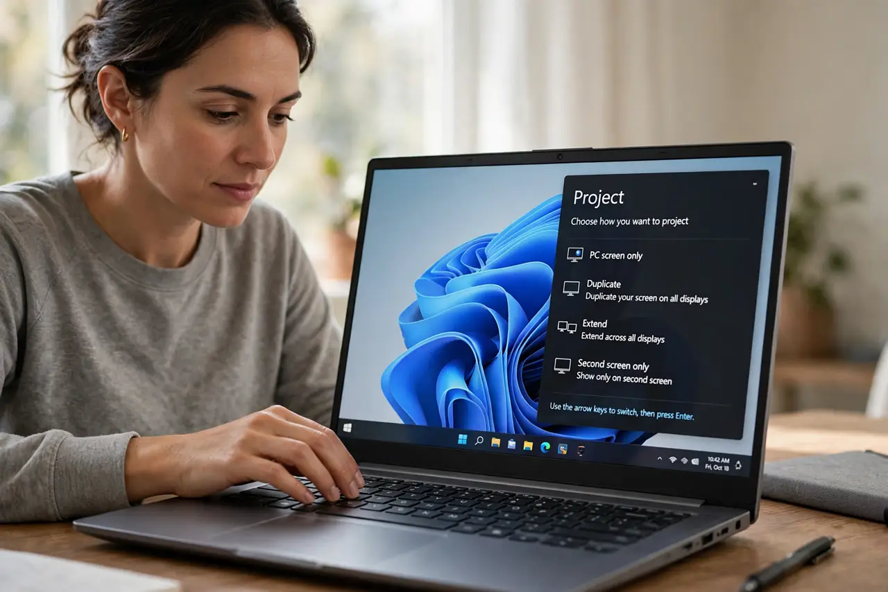 Windows Is Stuck in Projector-Only Mode — step 1 being performed on the device.