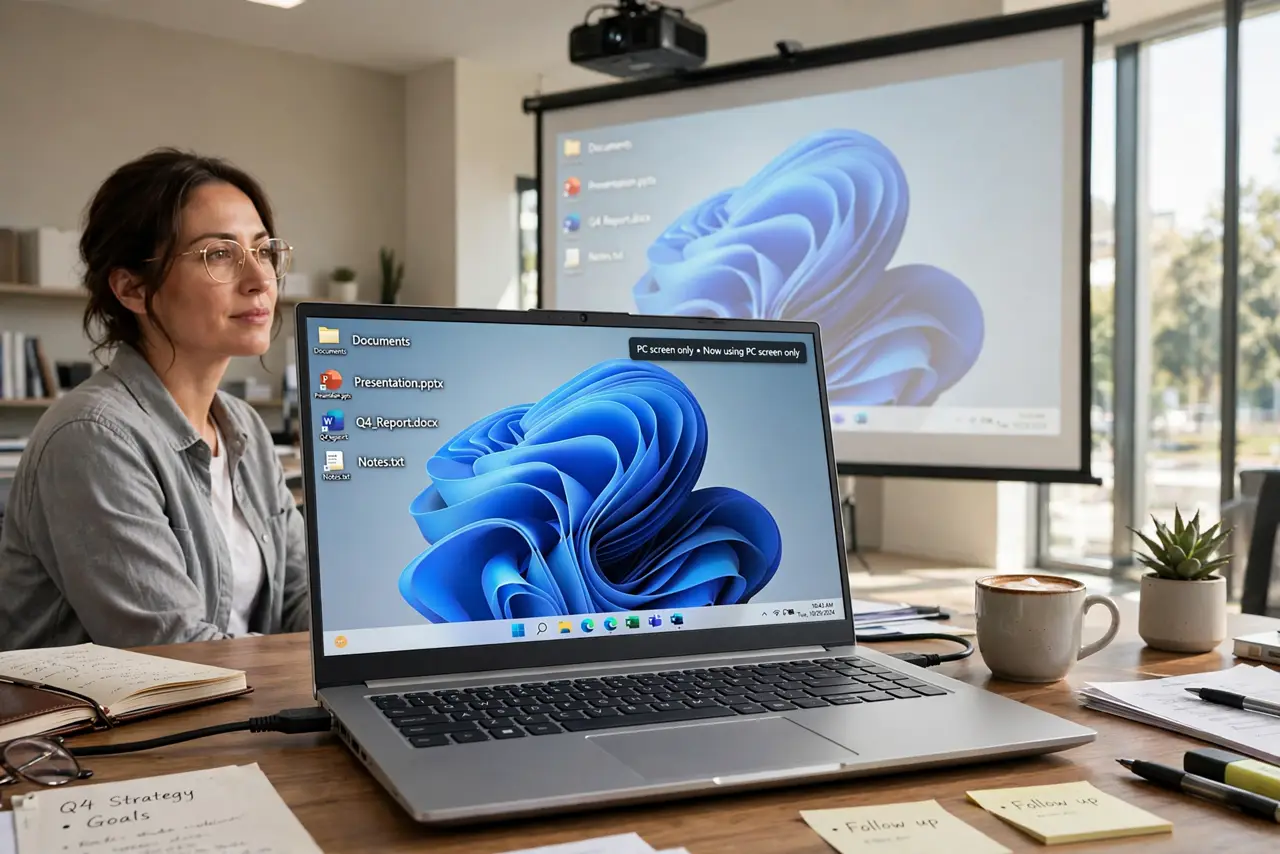 Windows Is Stuck in Projector-Only Mode — photo showing the situation described in the guide.