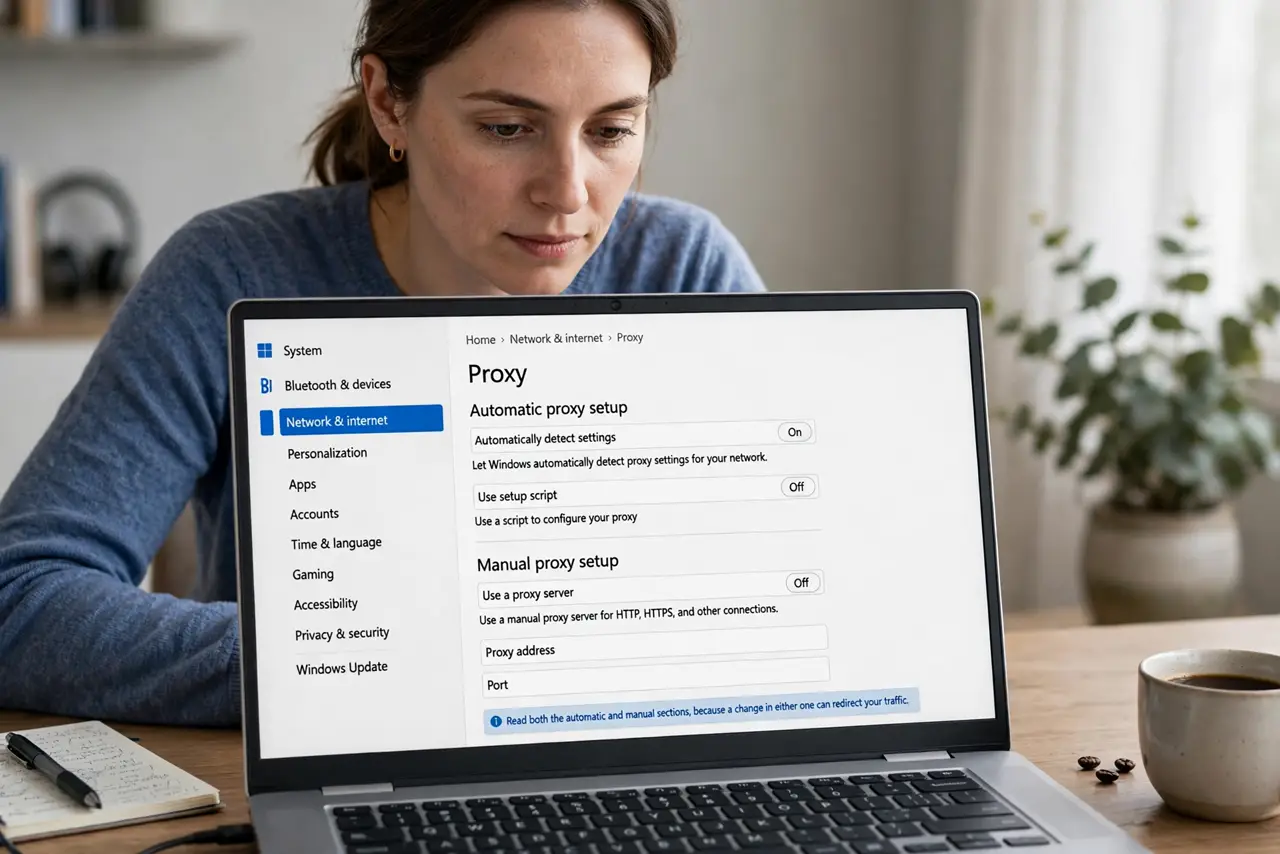 Proxy Settings Change by Themselves? Fix It — step 1 being performed on the device.