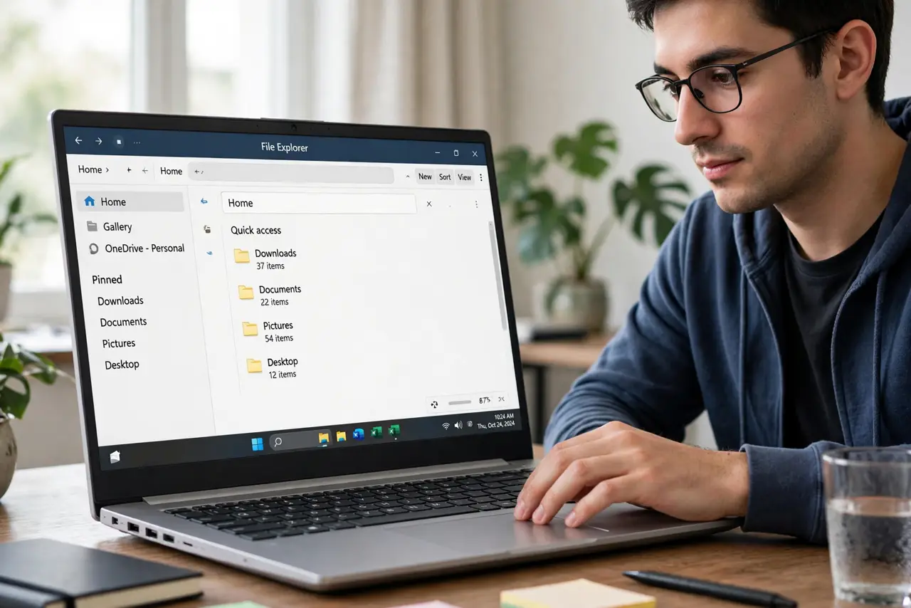 A person calmly performing the guide's first step: Open File Explorer.