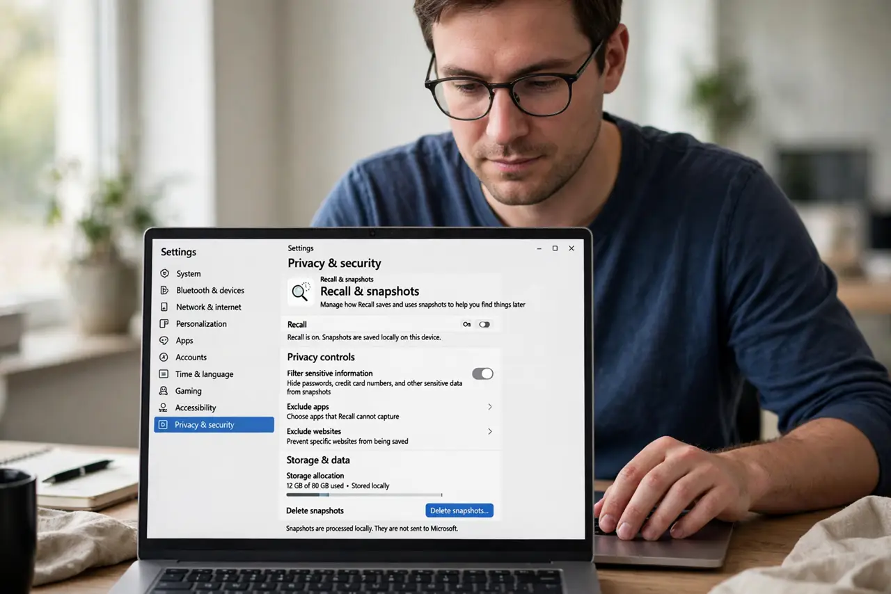 A person performing the first step of the guide: Open Recall settings.