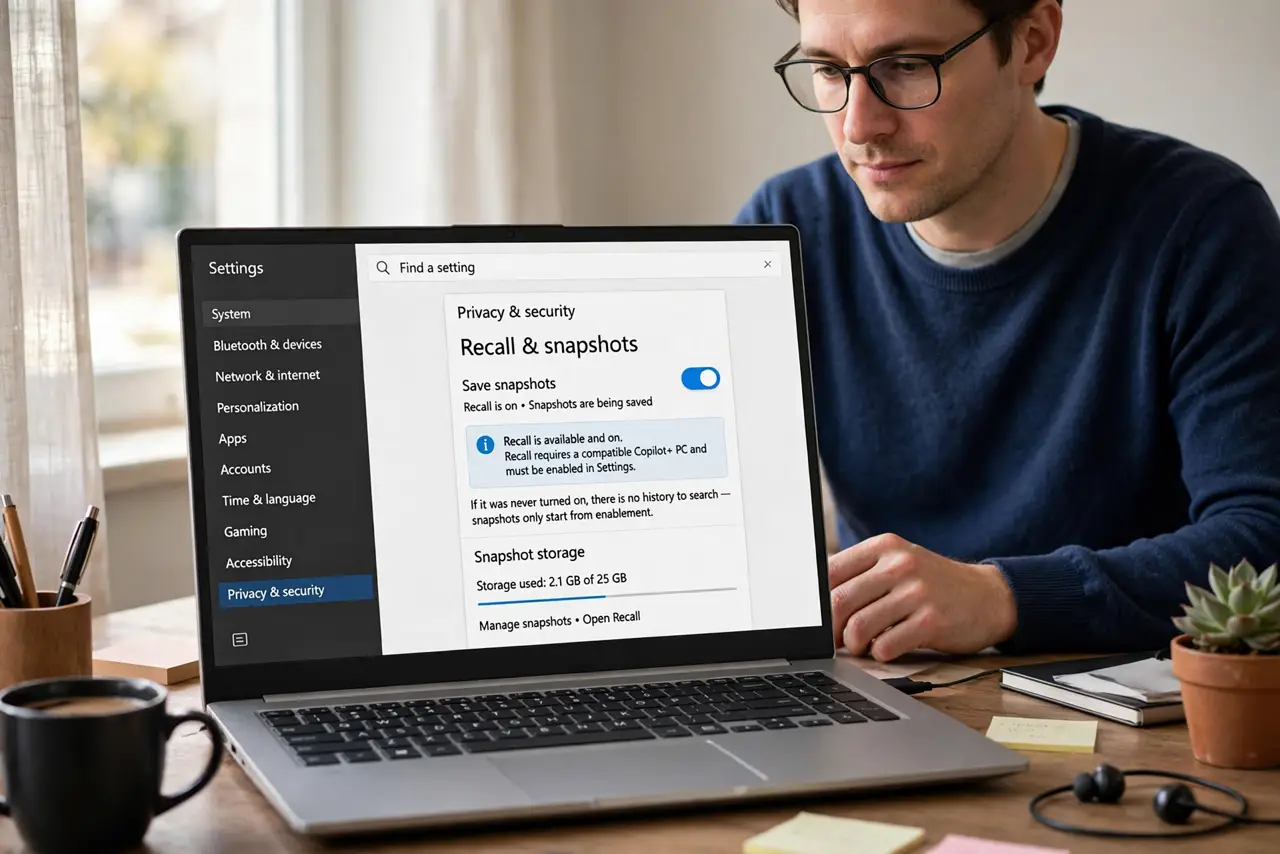 A person performing the first step of the guide: Check Recall is available and on.