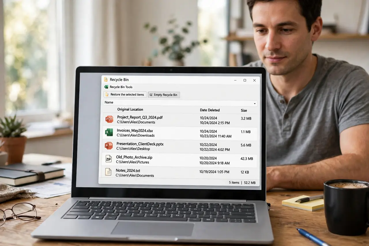 Recycle Bin Empties Files Too Soon — photo showing the situation described in the guide.