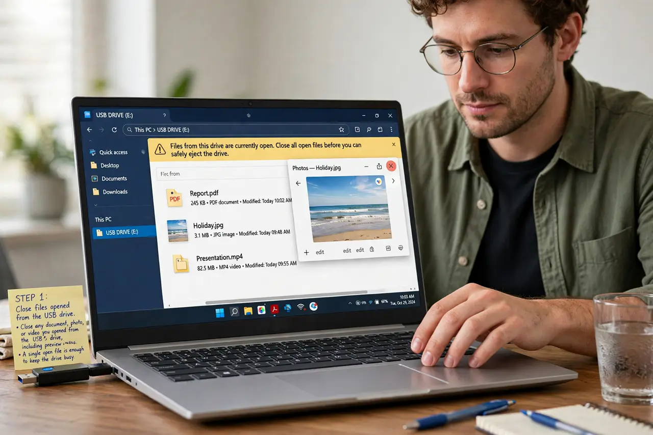Safely Eject Is Grayed Out? Fix It Safely — step 1 being performed on the device.