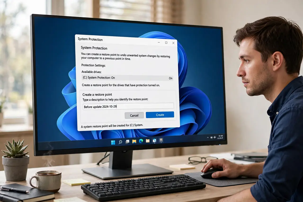 A person performing step 1: Make a restore point first.