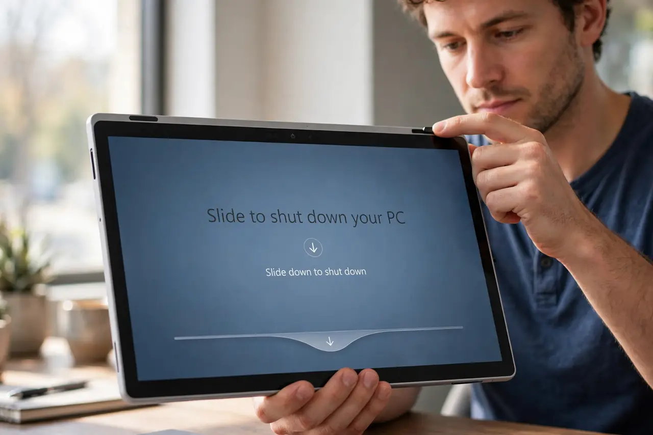 A person performing the first step of the guide: Use the power button method.