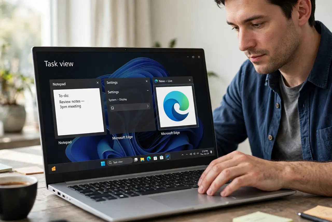 Task View Shows Windows You Already Closed — step 1 being performed on the device.