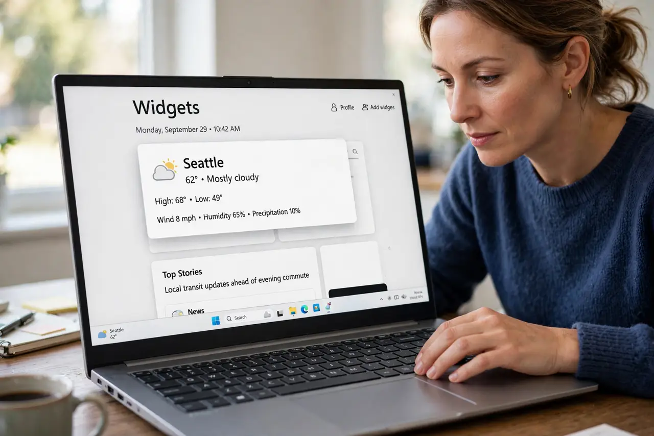 Taskbar Weather Shows the Wrong City — step 1 being performed on the device.