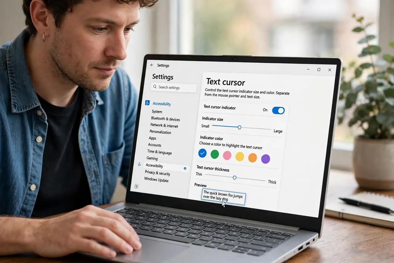 Text Cursor Indicator Too Big? Shrink It — step 1 being performed on the device.