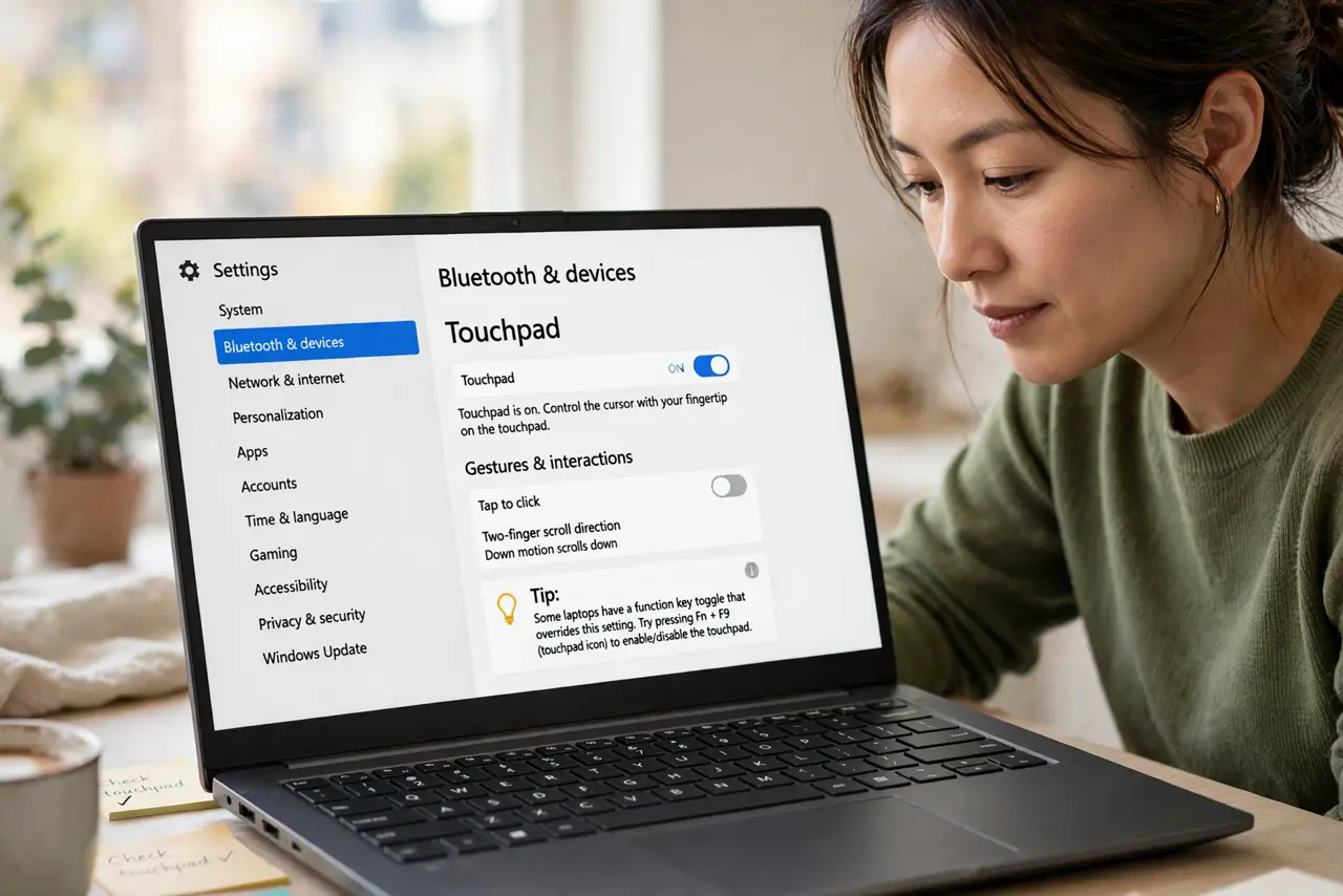 Confirm the touchpad is enabled.