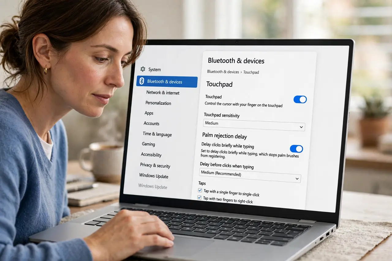 Touchpad Clicks While You Type on Windows — step 1 being performed on the device.