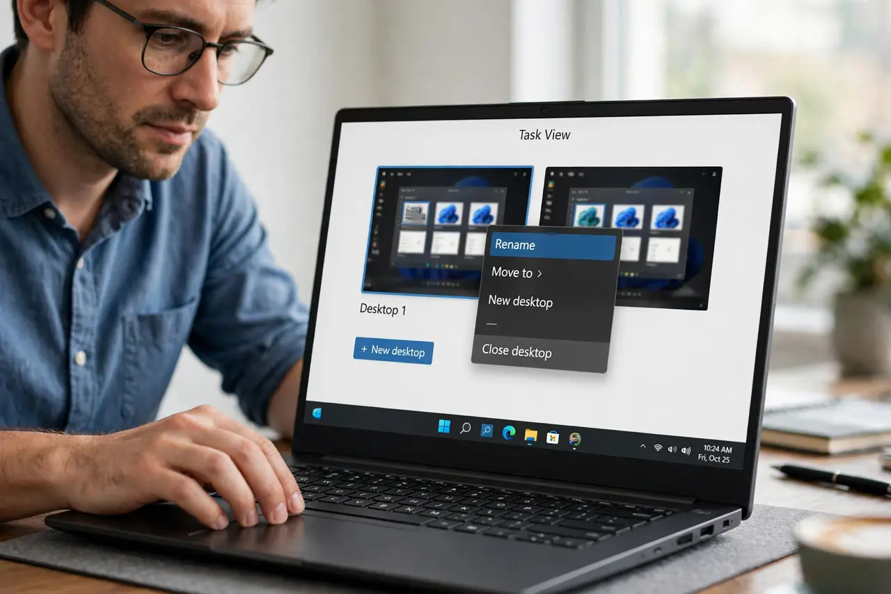 Virtual Desktop Names Keep Resetting on Windows — step 1 being performed on the device.