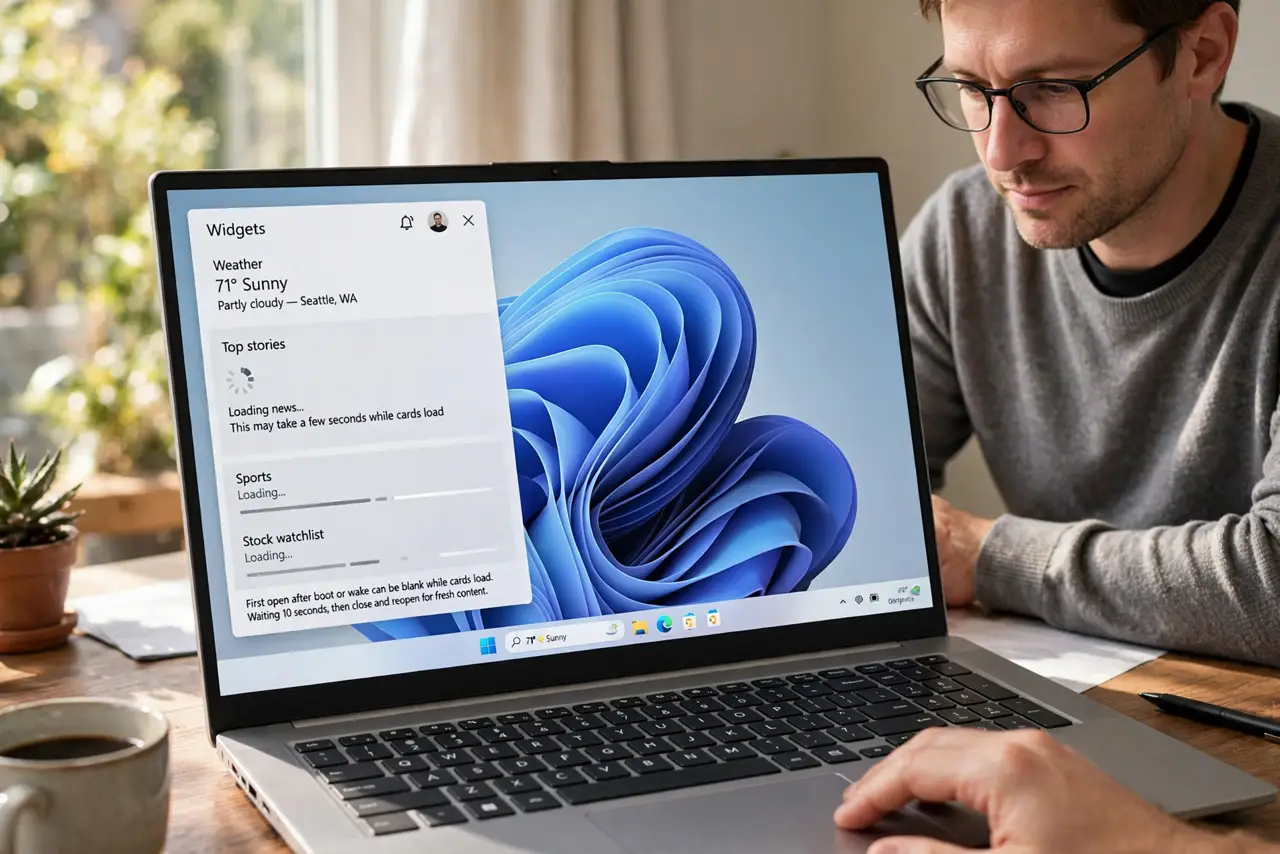 Widgets Board Opens Blank on Windows — step 1 being performed on the device.