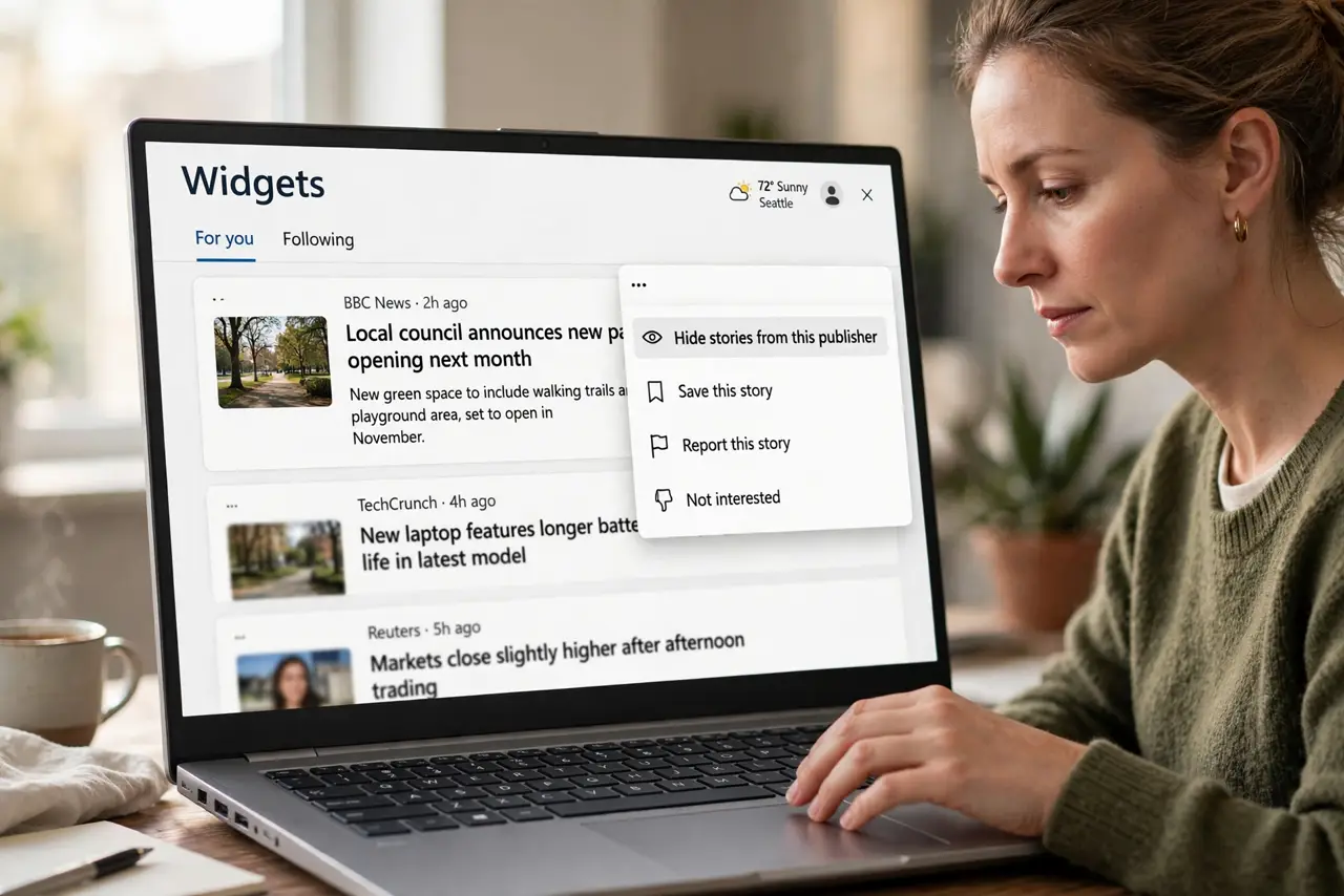 Stop Widgets Showing News You Never Asked For — step 1 being performed on the device.