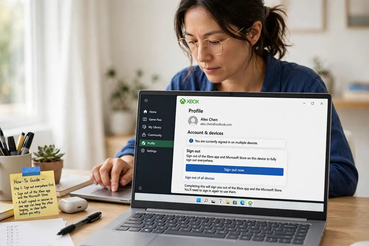 Xbox App Loops Back to Sign-In? Fix It — step 1 being performed on the device.