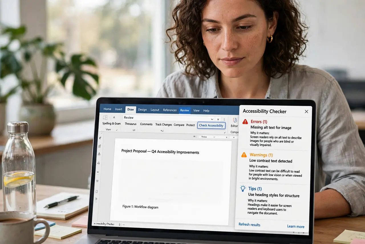 A person performing the first step of the guide: Run the Accessibility Checker.