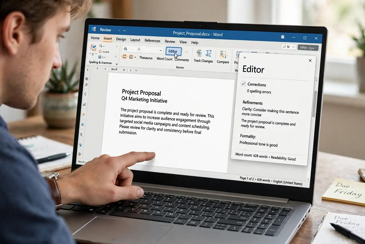 A person carrying out step one: open the editor pane.