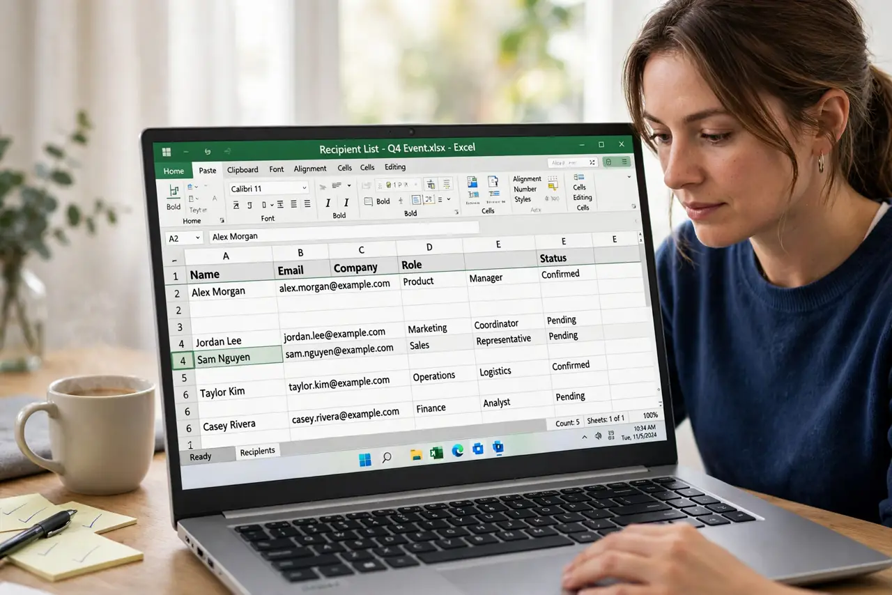A person carrying out step one: prepare your recipient list.