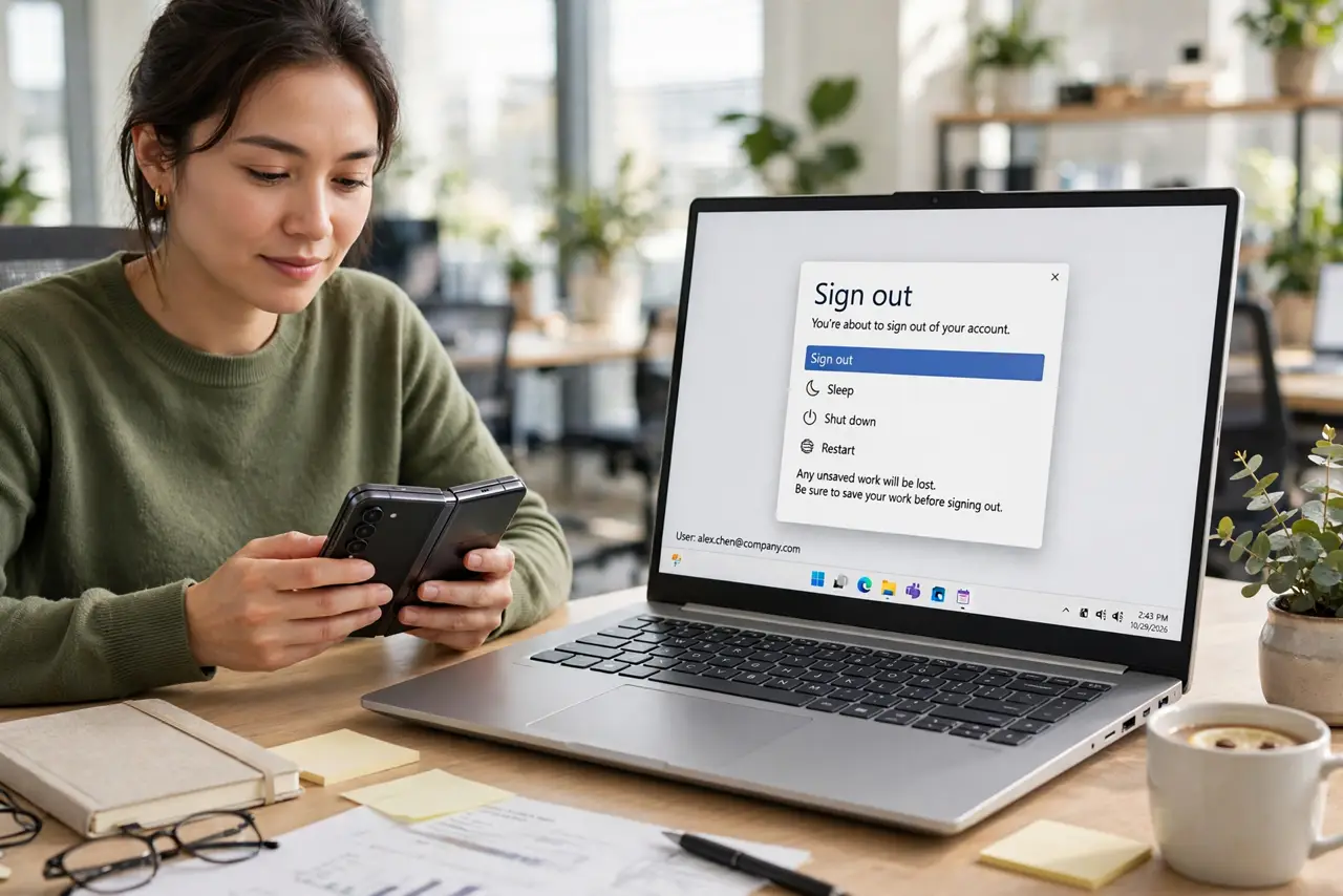 Personal Account on a Work Laptop? Separate Them — photo showing the situation described in the guide.