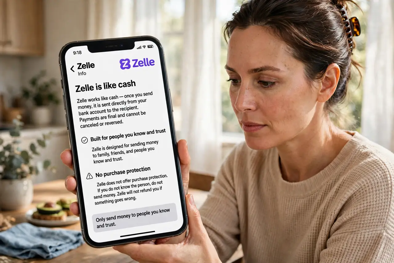 A person performing the first step: Understand what Zelle is for. Zelle is built for sending money to people you know and trust — like cash. It is not a.